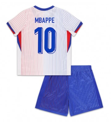 Frankrike Kylian Mbappe #10 Bortatröja Barn EM 2024 Kortärmad (+ Korta byxor)